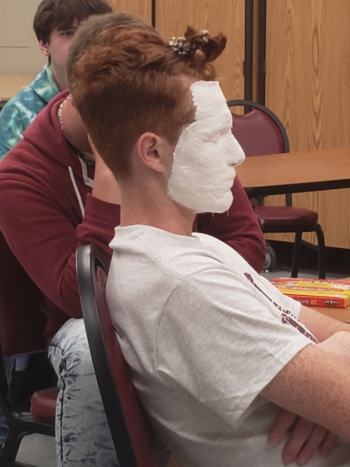 Skylar Stevens relaxing while getting a face cast made